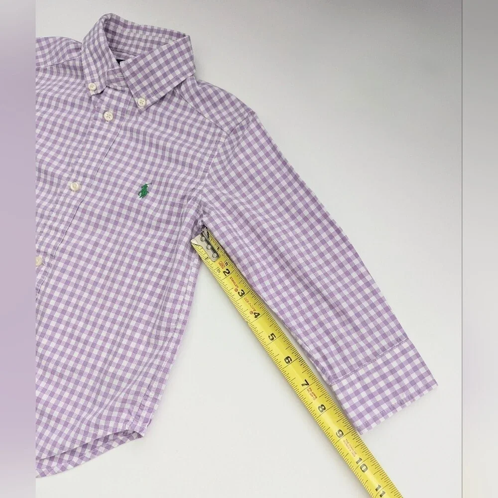 Ralph Lauren Boys' (Size 3/3T) Purple/Lavender & White Gingham Button-Down Shirt